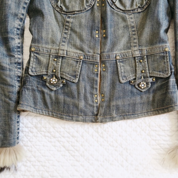 Gizia Denim Coat w/ real fur - Picture 9 of 15